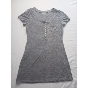 Vintage Y2K Guess Baby Doll Top Sheer Burn Out Gray T-shirt Fitted Small